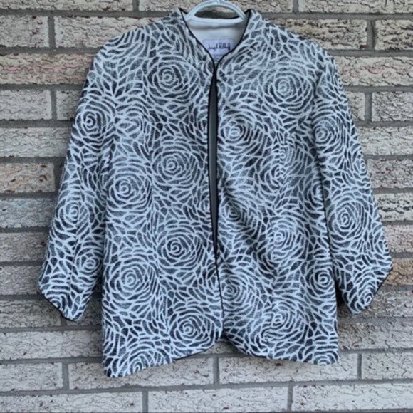 Joseph Ribkoff black white Rose print jacket 16 US - Picture 10 of 10